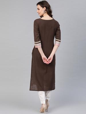 striped straight kurta - 17457669 - Standard Image - 3