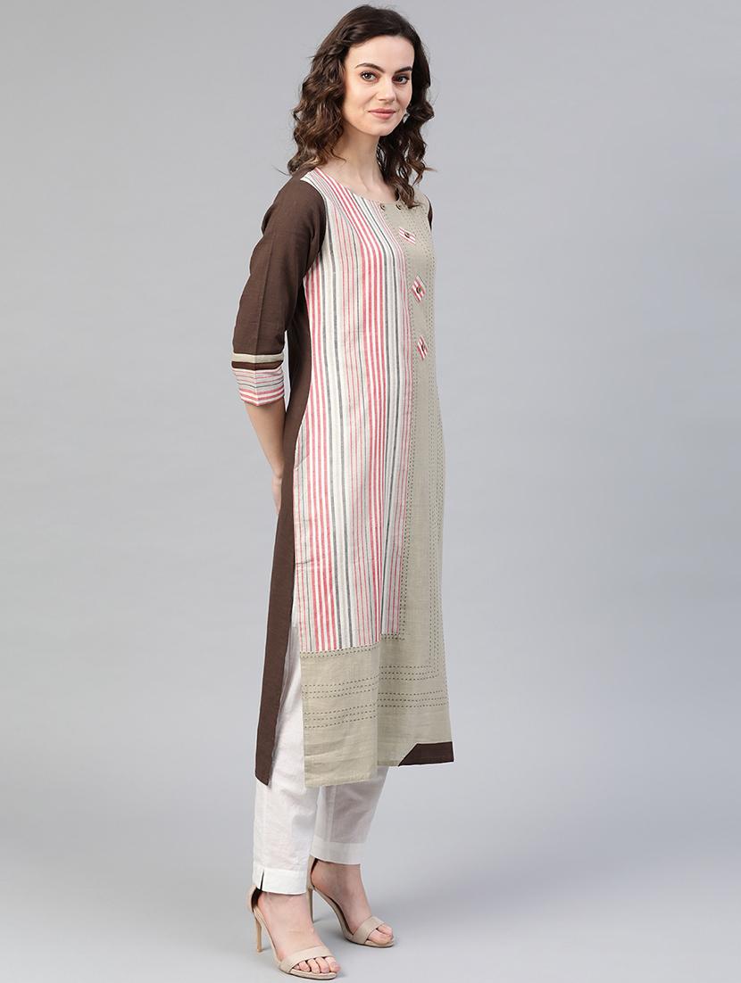 striped straight kurta - 17457669 - Zoom Image - 2