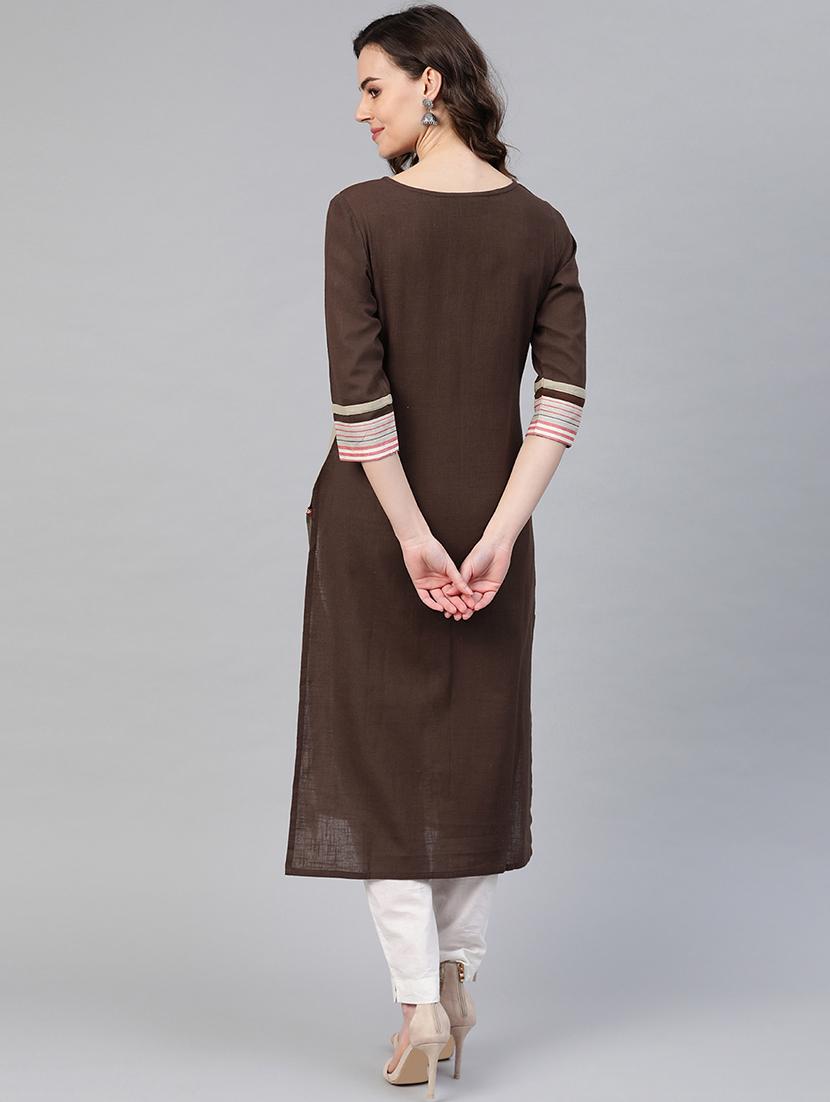 striped straight kurta - 17457669 - Zoom Image - 3