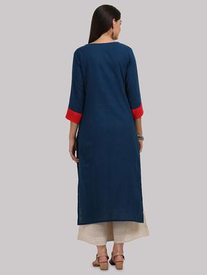color block straight kurta - 17457674 - Standard Image - 3