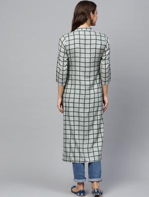 checkered straight kurta - 17457682 - Standard Image - 3