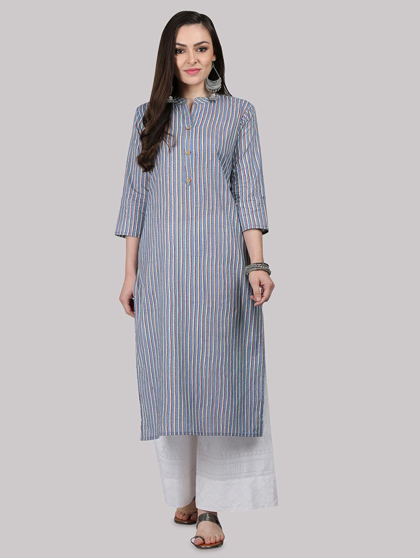 striped straight kurta - 17457683 - Zoom Image - 1