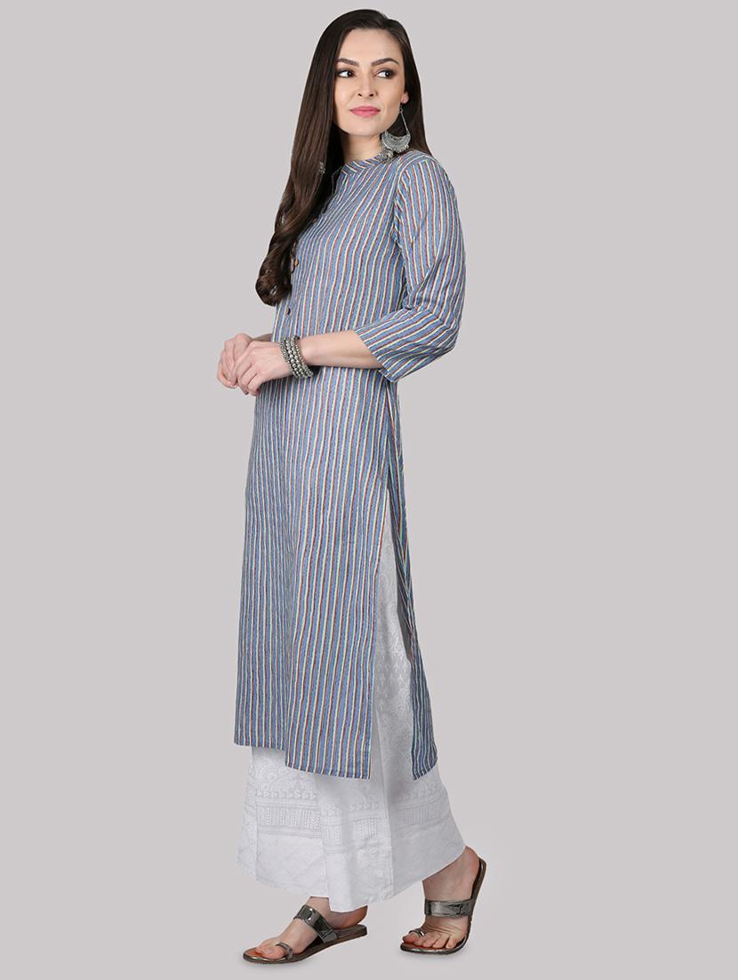 striped straight kurta - 17457683 - Zoom Image - 2