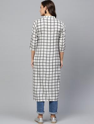 checkered straight kurta - 17457695 - Standard Image - 3