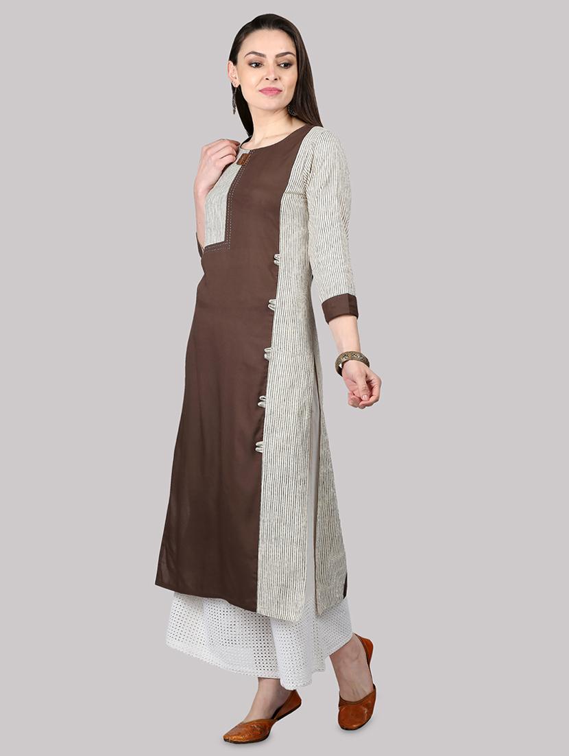 striped straight kurta - 17457697 - Zoom Image - 2