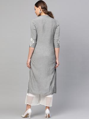 striped straight kurta - 17457704 - Standard Image - 3