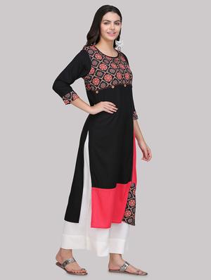 color block straight kurta - 17457706 - Standard Image - 2