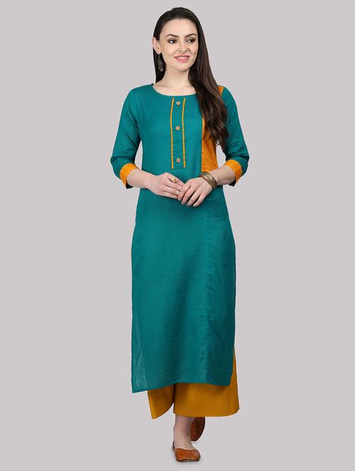 solid straight kurta - 17457712 - Standard Image - 1