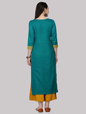 solid straight kurta - 17457712 - Standard Image - 3