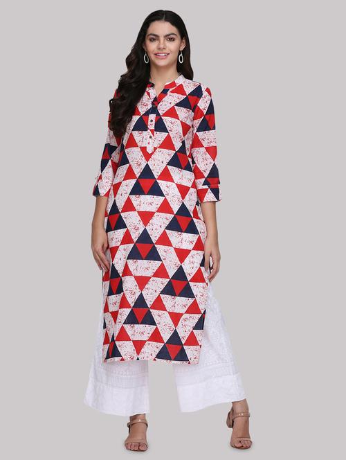 geometric printed straight kurta - 17457714 - Standard Image - 1