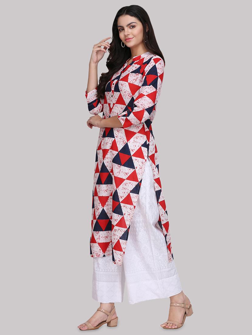 geometric printed straight kurta - 17457714 - Zoom Image - 2