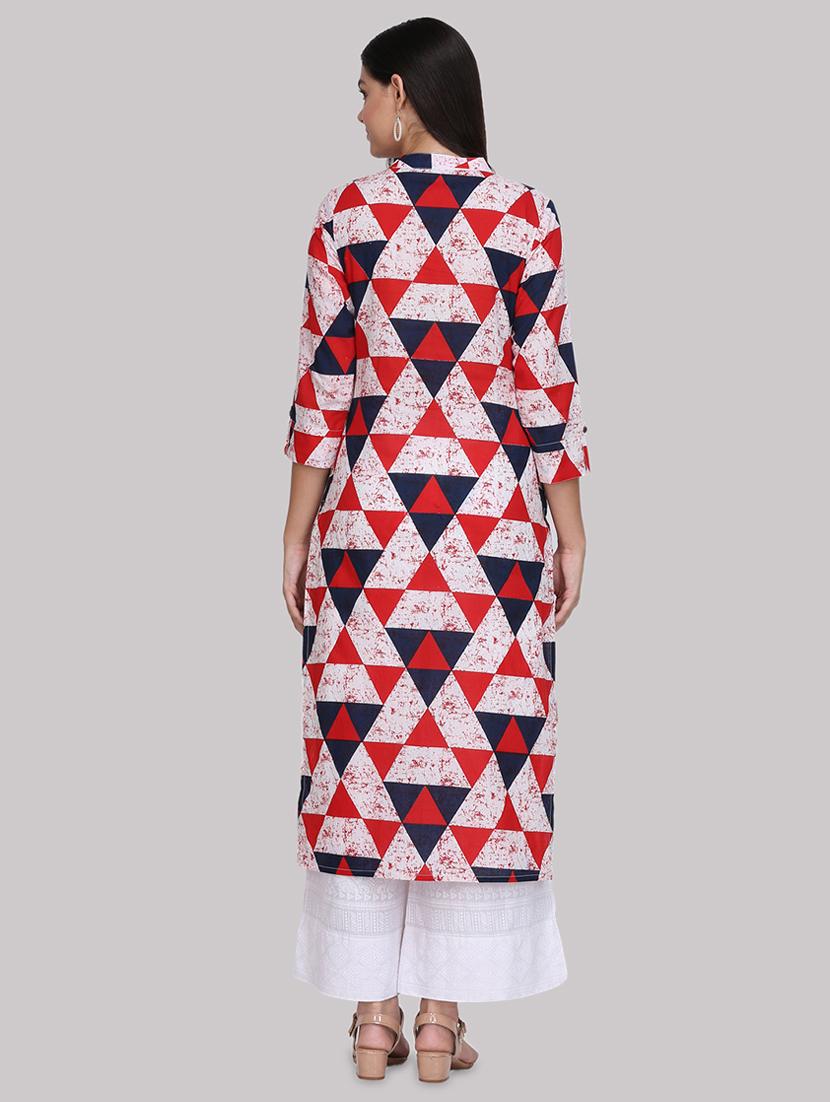 geometric printed straight kurta - 17457714 - Zoom Image - 3