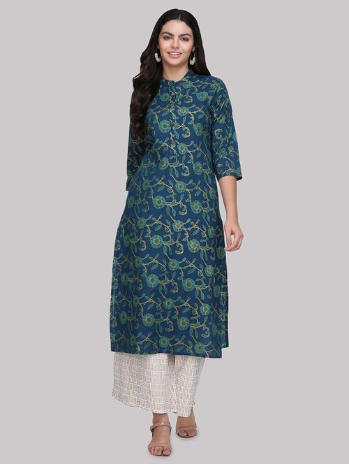 floral straight kurta - 17457722 - Very Small Image - 1