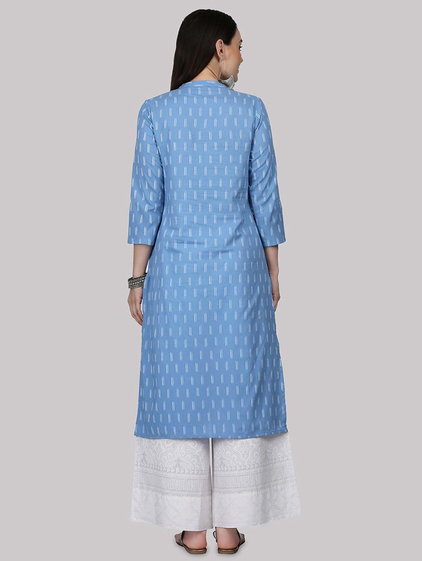 ikat print straight kurta - 17457725 - Zoom Image - 3