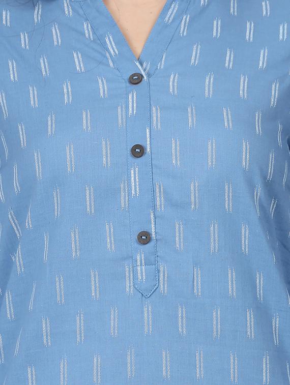 ikat print straight kurta - 17457725 - Zoom Image - 4