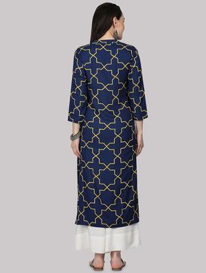 geometric print straight kurta - 17457727 - Standard Image - 3
