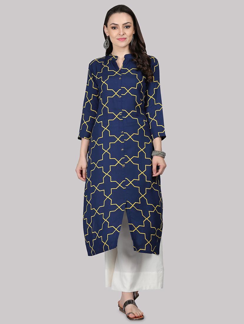 geometric print straight kurta - 17457727 - Zoom Image - 1