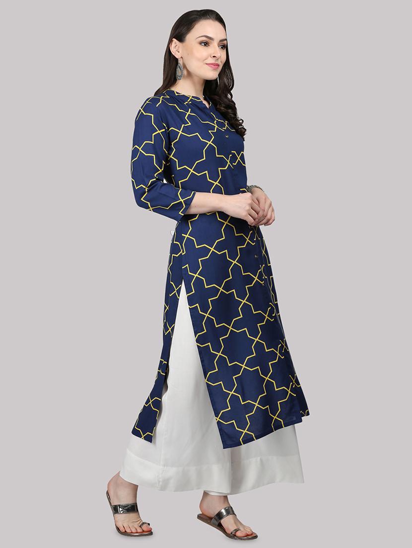 geometric print straight kurta - 17457727 - Zoom Image - 2