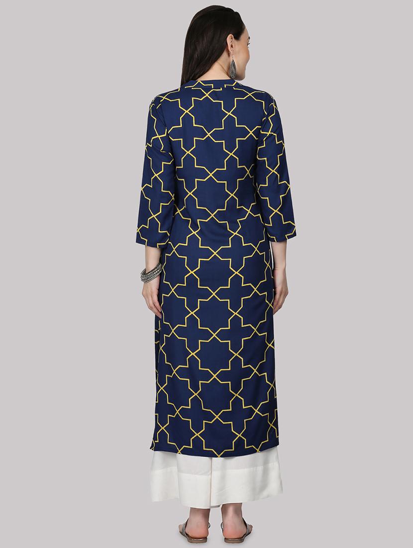 geometric print straight kurta - 17457727 - Zoom Image - 3