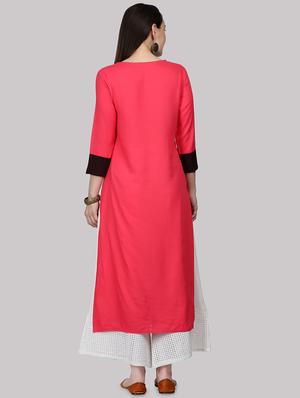 color block straight kurta - 17457728 - Standard Image - 3