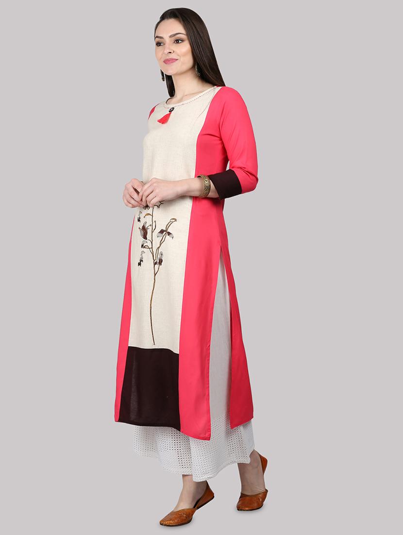 color block straight kurta - 17457728 - Zoom Image - 2
