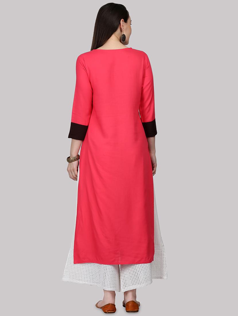 color block straight kurta - 17457728 - Zoom Image - 3