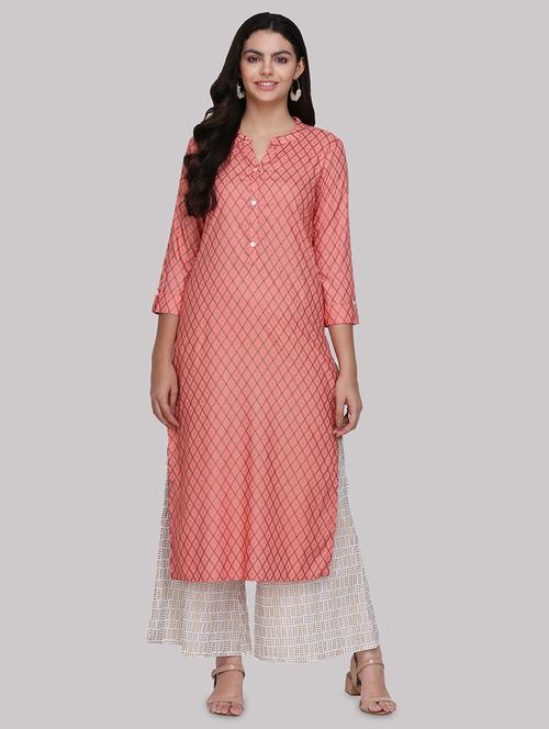 checkered straight kurta - 17457730 - Standard Image - 1