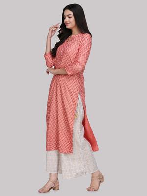 checkered straight kurta - 17457730 - Standard Image - 2