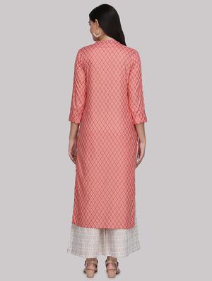 checkered straight kurta - 17457730 - Standard Image - 3