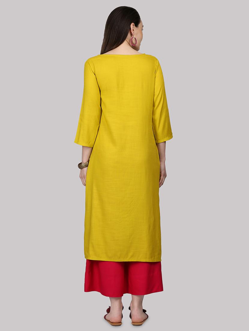 embroidered straight kurta - 17457732 - Zoom Image - 3