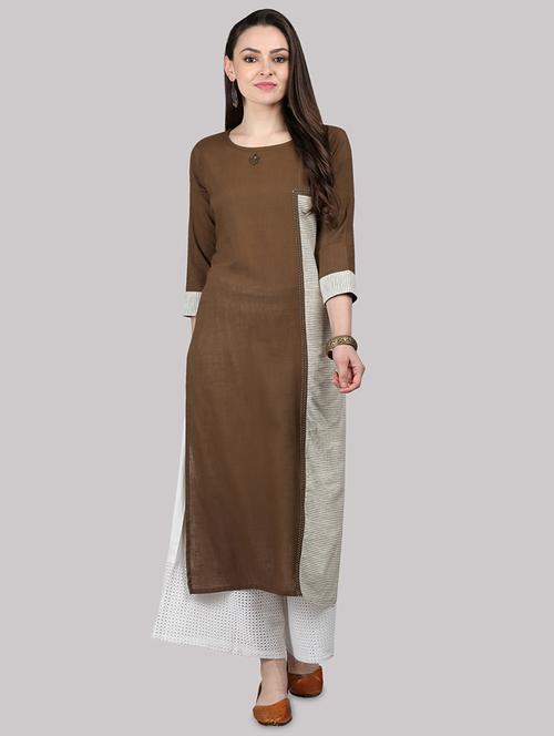 solid straight kurta - 17457733 - Standard Image - 1