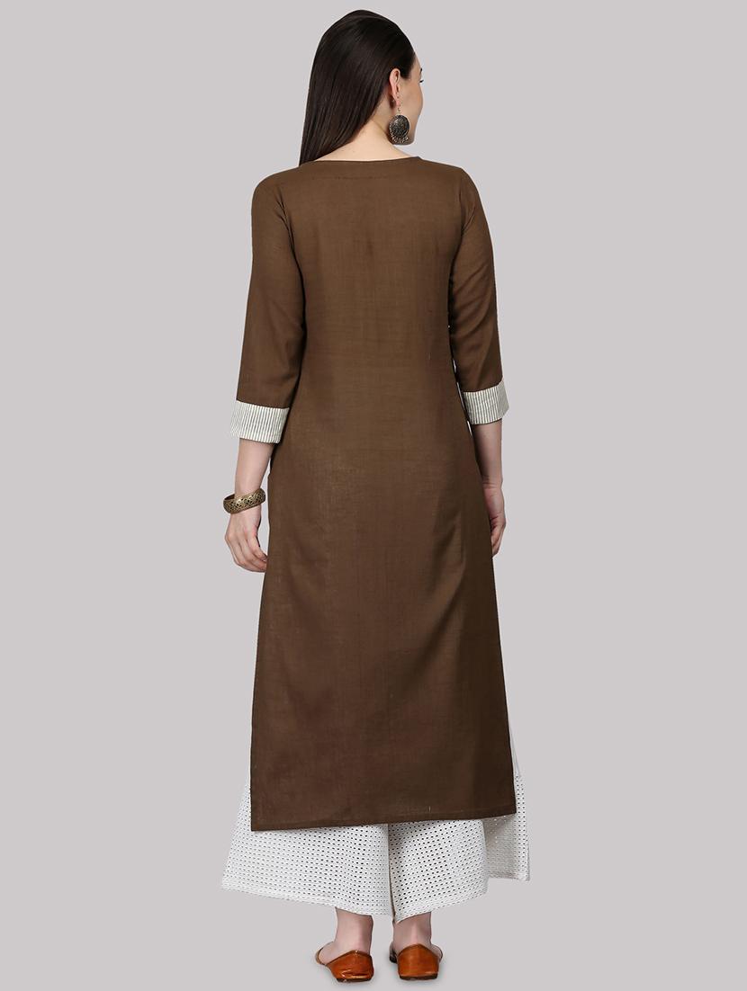solid straight kurta - 17457733 - Zoom Image - 3