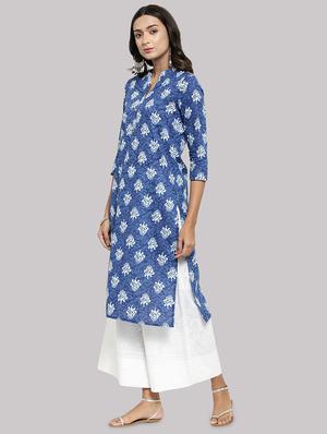block print straight kurta - 17457734 - Standard Image - 2