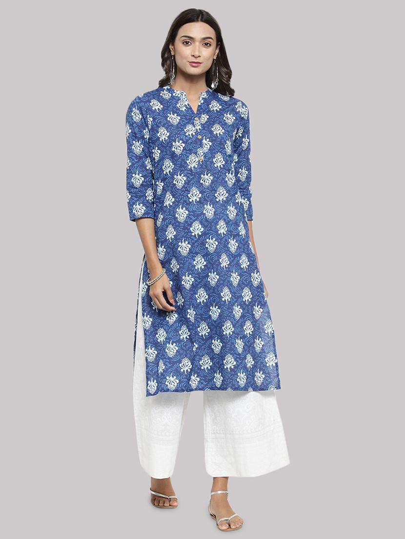 block print straight kurta - 17457734 - Zoom Image - 1