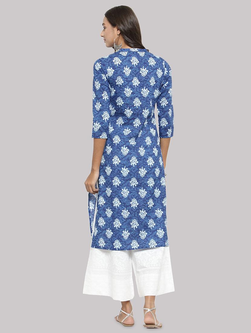 block print straight kurta - 17457734 - Zoom Image - 3
