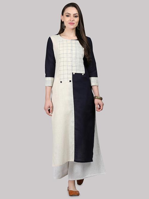 color block straight kurta - 17457737 - Standard Image - 1