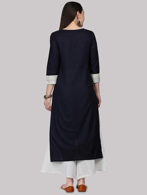 color block straight kurta - 17457737 - Standard Image - 3