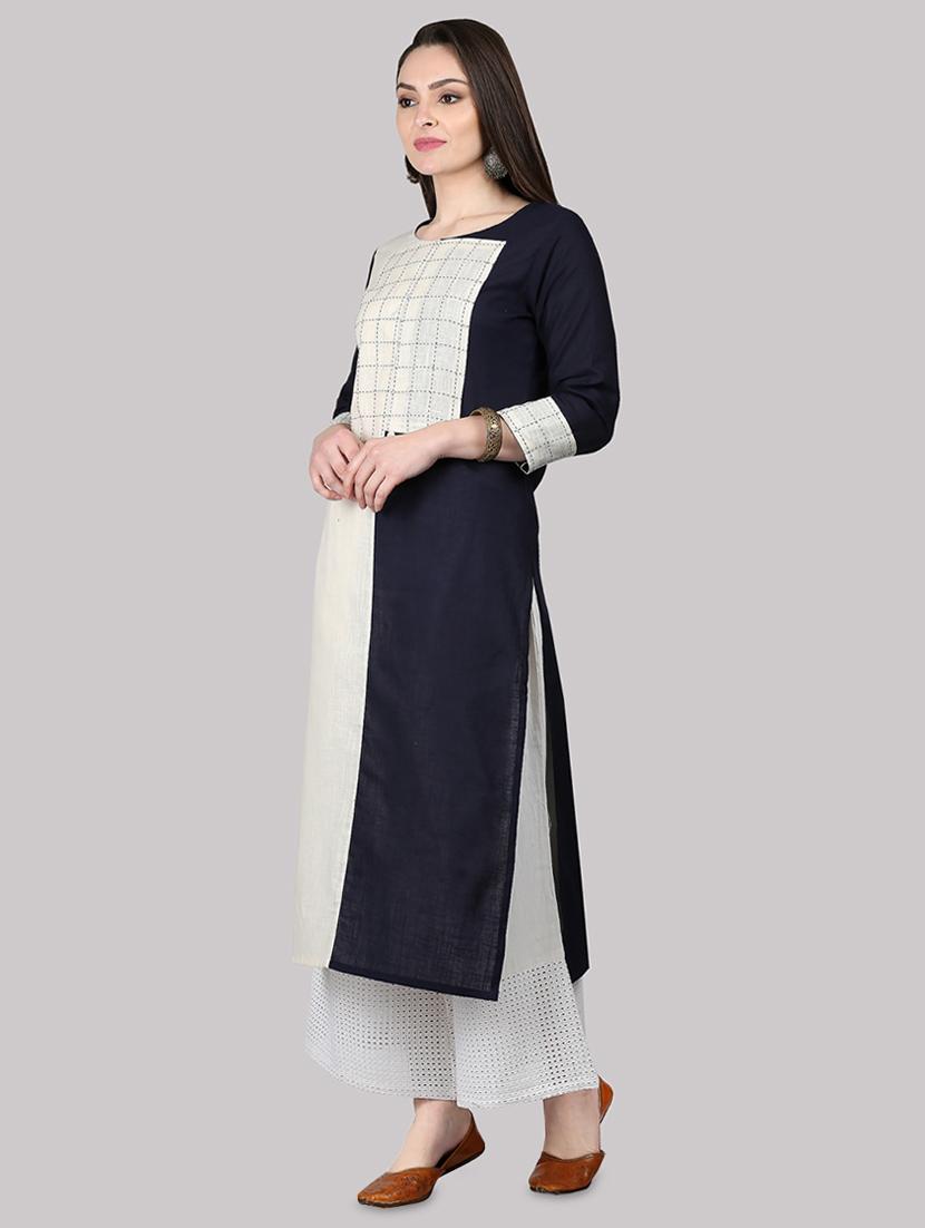 color block straight kurta - 17457737 - Zoom Image - 2