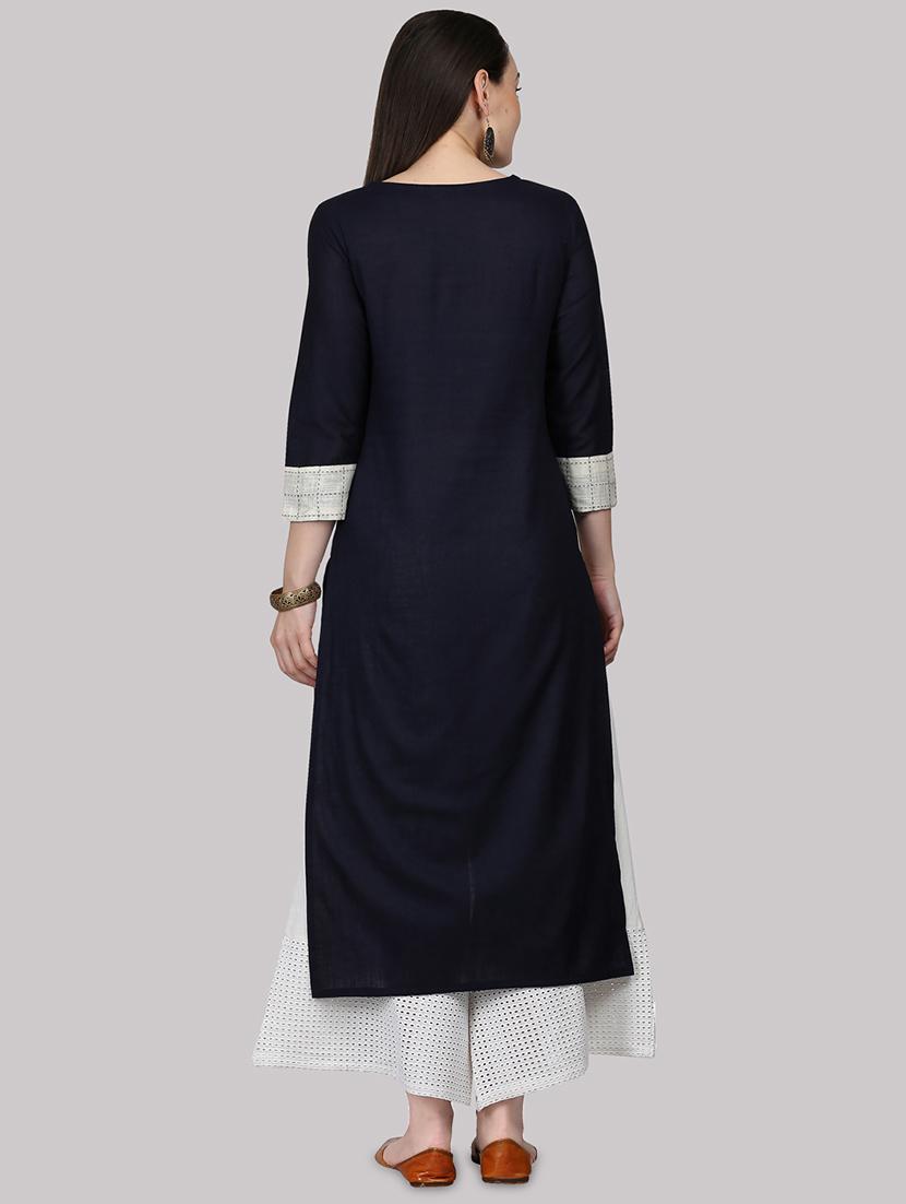 color block straight kurta - 17457737 - Zoom Image - 3