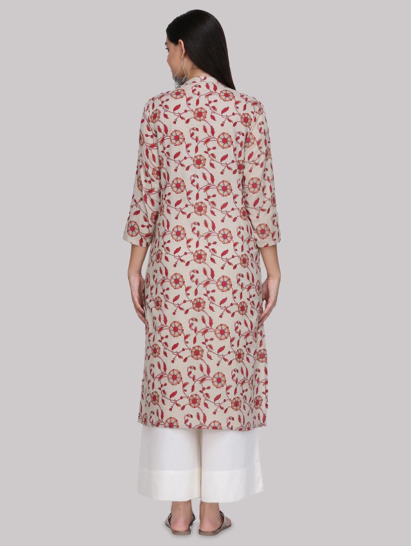 floral straight kurta - 17457744 - Zoom Image - 3