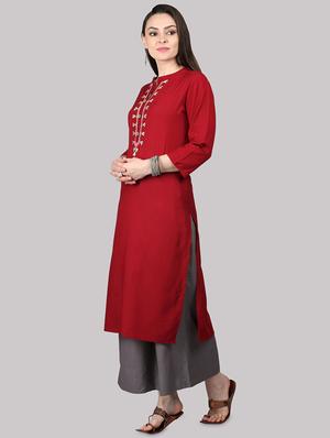 embroidered straight kurta - 17457745 - Standard Image - 2
