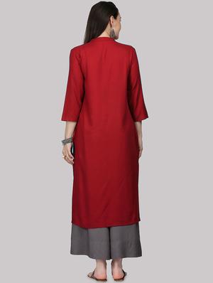 embroidered straight kurta - 17457745 - Standard Image - 3