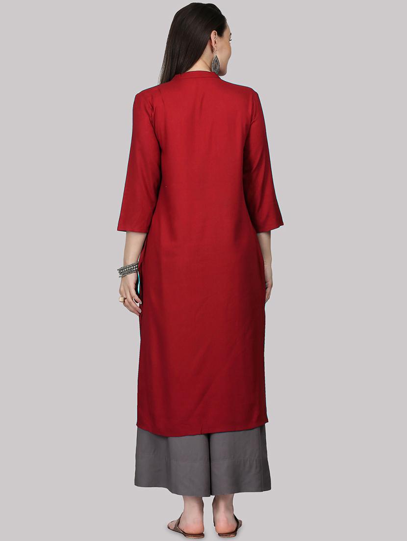 embroidered straight kurta - 17457745 - Zoom Image - 3
