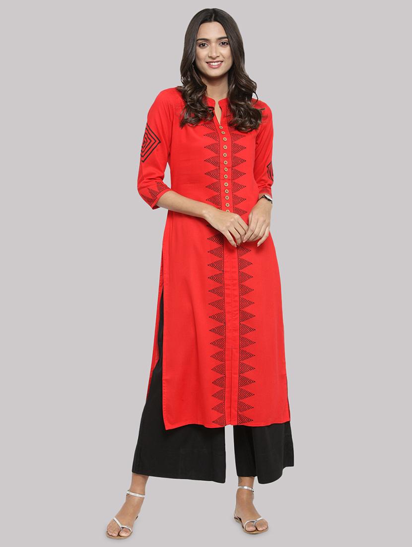 printed straight kurta - 17457749 - Zoom Image - 1