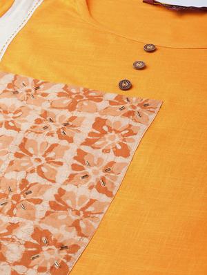 patchwork solid straight kurta - 17457755 - Standard Image - 4