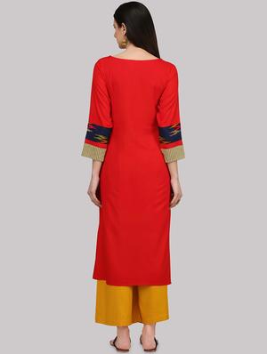 ikat straight kurta - 17457757 - Standard Image - 3