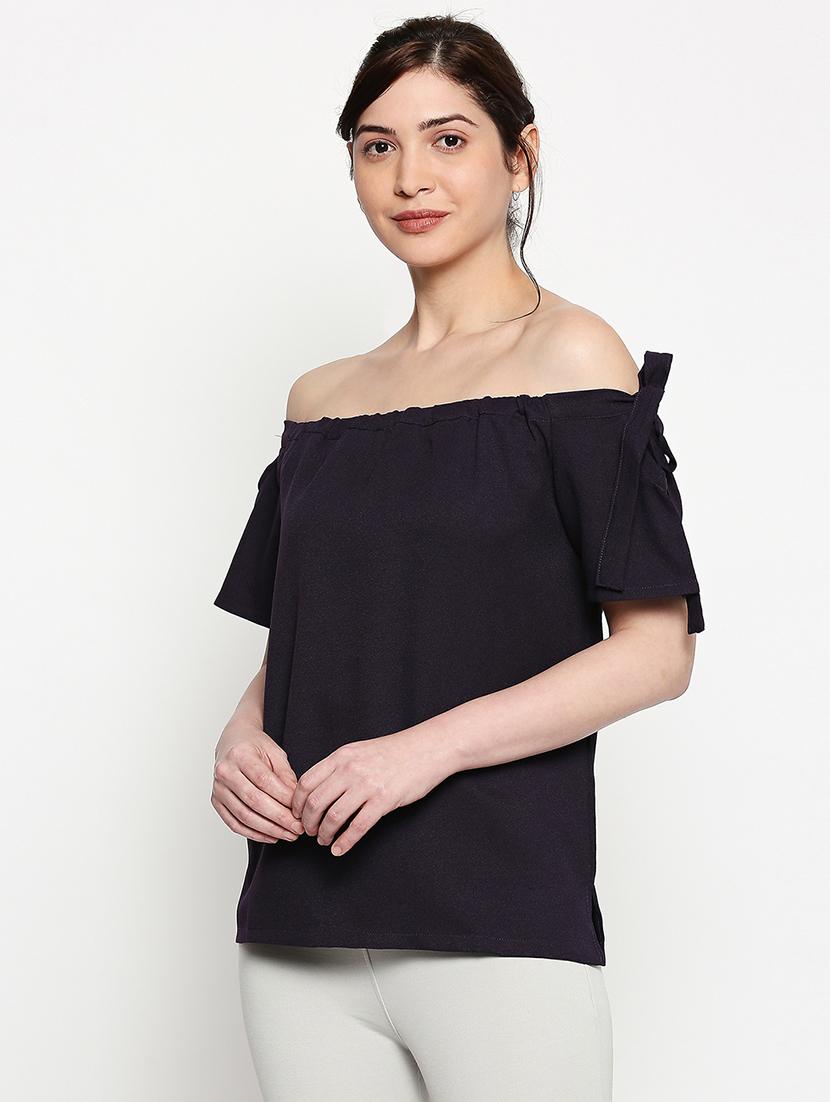 off shoulder neck solid top - 17457774 - Zoom Image - 2