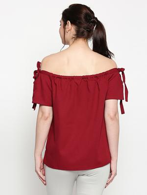 off shoulder neck solid top - 17457775 - Standard Image - 3