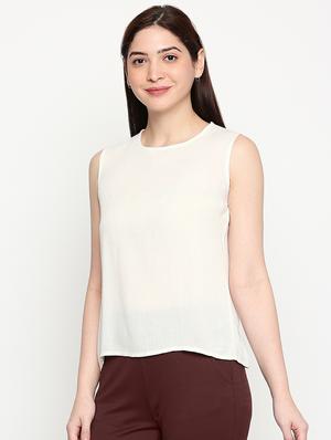 round neck solid top - 17457777 - Standard Image - 2