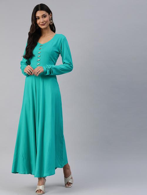 long sleeved fit & flare dress - 17457802 - Standard Image - 1
